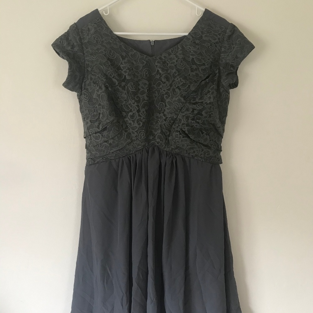 Grey Bridesmaid Dress Size 10-12 Lace Chiffon